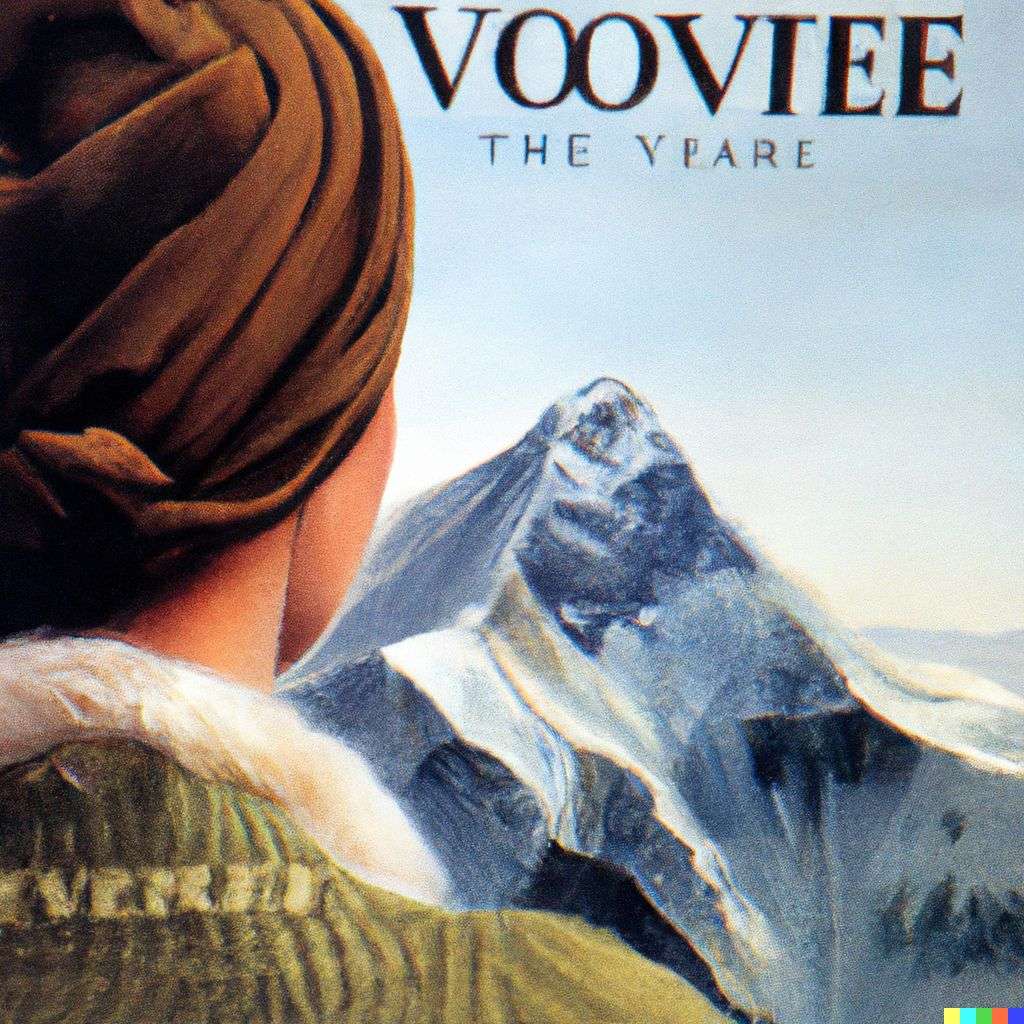 someone gazing at Mount Everest, front cover of Vogue, 2000